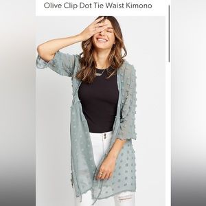 Maurice’s olive Clip Dot Tie Kimono